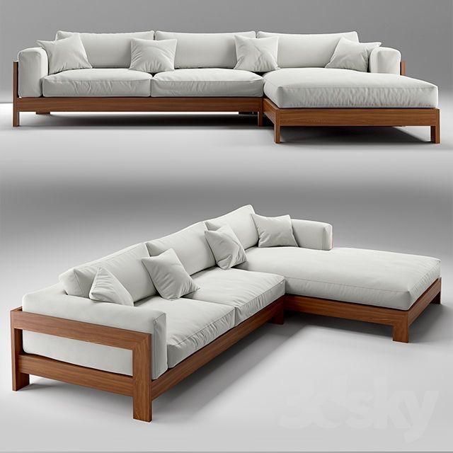 Soren Modern L-Shape Sectional Sofa with Walnut Wood Frame